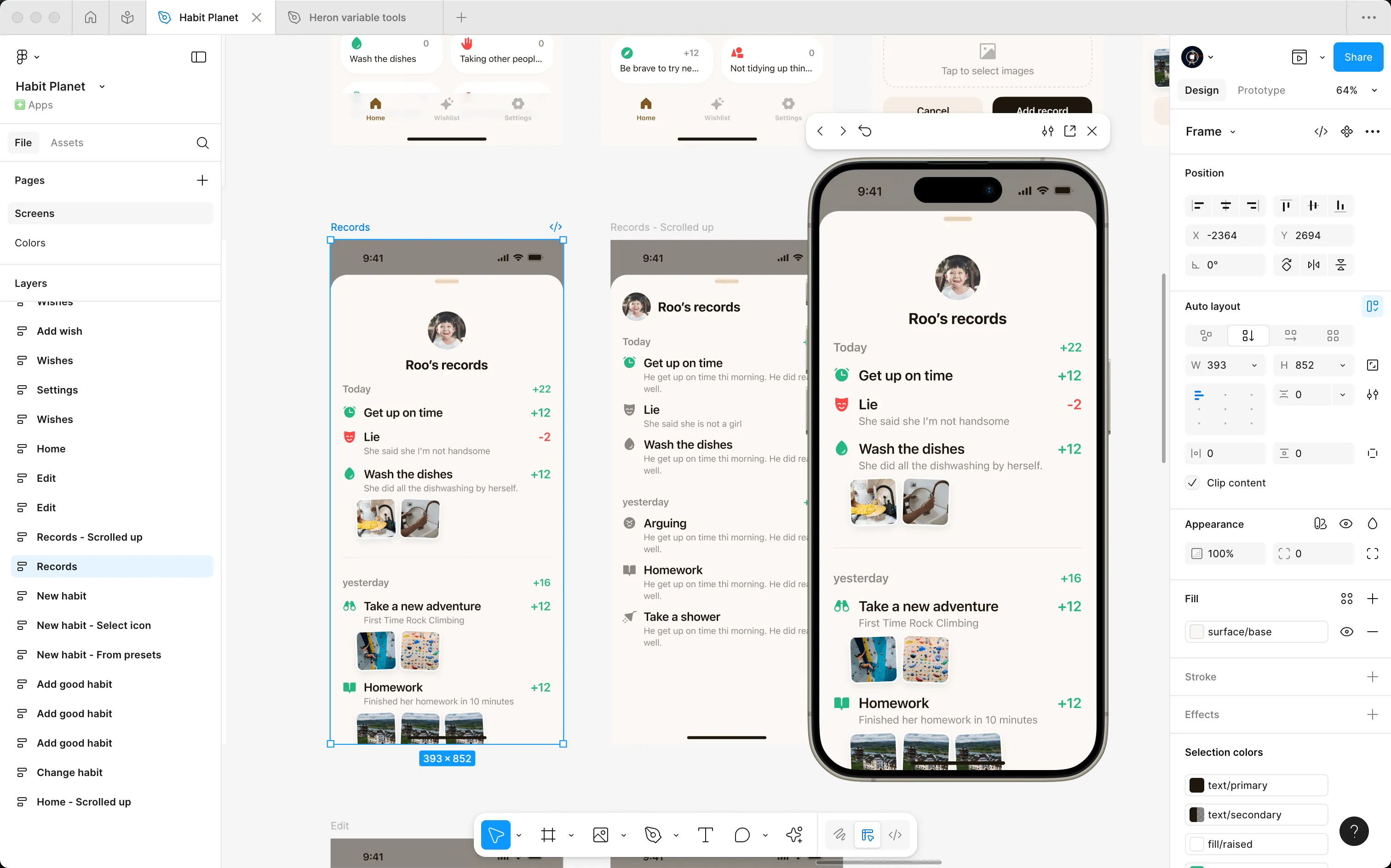 Open an inline prototype preview window within the design window